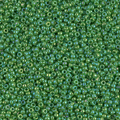 15-480:  15/0 Opaque Green AB Miyuki Seed Bead 