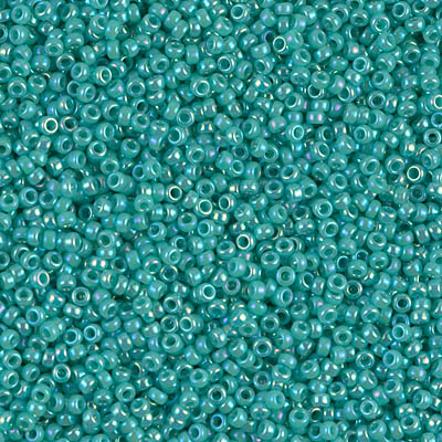 15-481:  15/0 Opaque Turquoise Green AB  Miyuki Seed Bead 