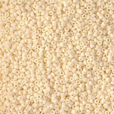 15-492F:  15/0 Matte Opaque Dark Cream Miyuki Seed Bead 