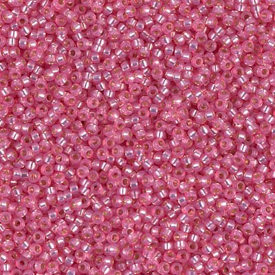 15-556:  15/0 Dyed Rose Silverlined Alabaster Miyuki Seed Bead 