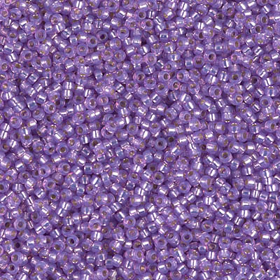 15-574:  15/0 Dyed Lilac Silverlined Alabaster Miyuki Seed Bead 