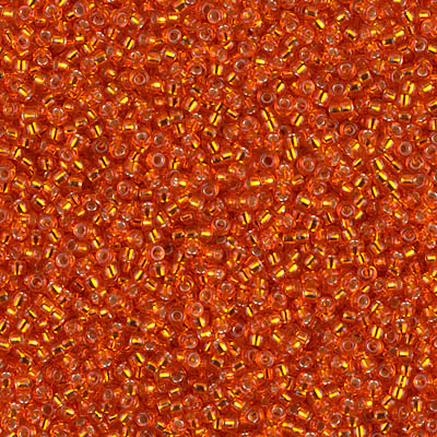 15-9:  15/0 Silverlined Tangerine Miyuki Seed Bead 