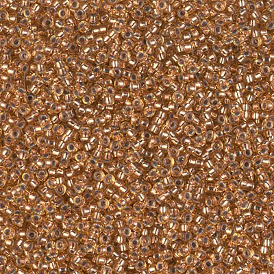 15-971:  15/0 Copper Lined Pale Amber Miyuki Seed Bead 