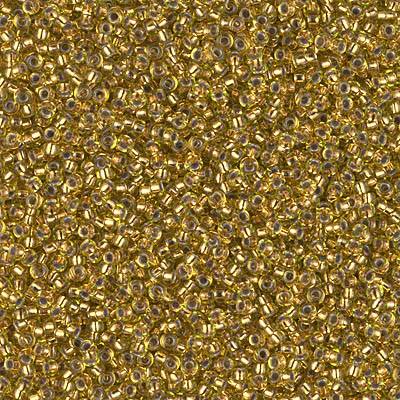 15-975:  15/0 Copper Lined Pale Chartreuse Miyuki Seed Bead 