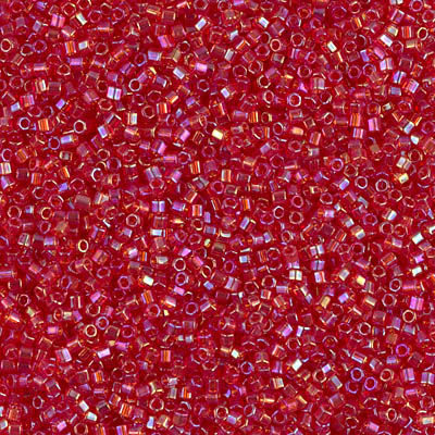 15C-254:  15/0 Cut  Transparent Red AB Miyuki Seed Bead 