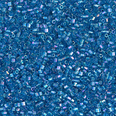15C-291:  15/0 Cut  Transparent Capri Blue AB Miyuki Seed Bead 