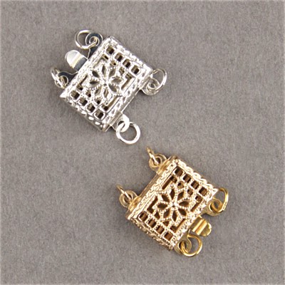190-006:  Filigree Box Clasp 2 Strand (Sterling or Gold-Filled) 