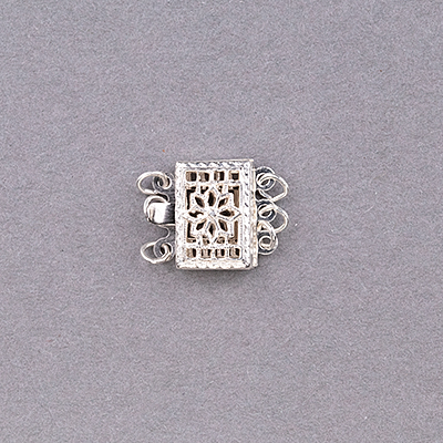 190-007-S: Sterling Silver Filigree Box Clasp 3 Strand - (1 piece) - 190-007-S