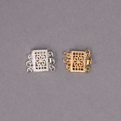 190-007: Filigree Box Clasp 3 Strand (Sterling or Gold-Filled) 
