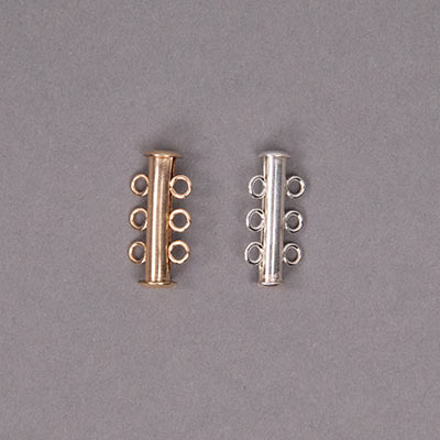 190-011: Slide Lock Tube Clasp 3 Strand (Sterling or Gold-Filled) 