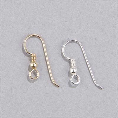 191-102:  Earwire with Bead and Coil (Sterling or Gold-Filled) 