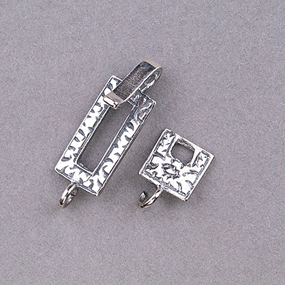 191-355: 35x8mm Sterling Silver Rectangle Hook & Eye (1 set) 