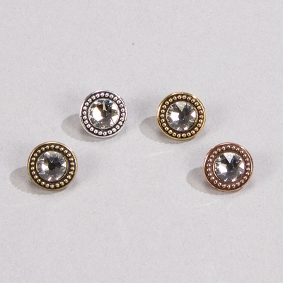 194-027: 12mm Button with Swarovski Crystal - (1pc) 