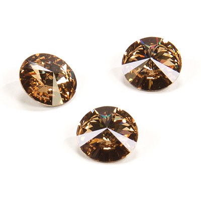 2-1122-014:  14mm Lt Colorado Topaz Foil Rivoli  |  1 pc 