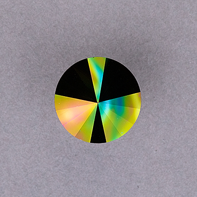 2-1122-020:  14mm Rainbow Dark Foil Rivoli  |  1 pc - Discontinued 