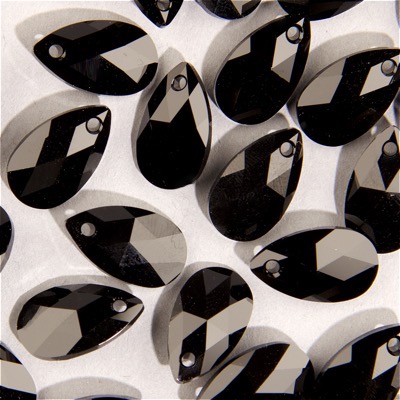 2-6106-001:  16mm Jet Pear-Shaped Pendant  |  6 pcs 