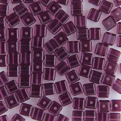 282-140-AM:  4mm Amethyst Swarovski Crystal Cube (12 pcs) - Discontinued 