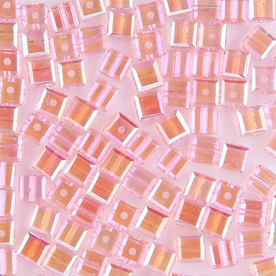 282-140-LROSAB:  4mm Lt Rose AB Swarovski Crystal Cube (12 pcs) - Discontinued 