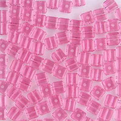 282-140-RO:  4mm Rose Swarovski Crystal Cube (12 pcs) - Discontinued 
