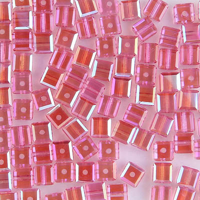 282-140-ROAB:  4mm Rose AB Swarovski Crystal Cube (12 pcs) - Discontinued 