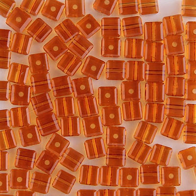 282-140-TO:  4mm Topaz Swarovski Crystal Cube (12 pcs) - Discontinued 