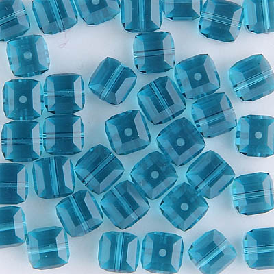 282-160-IND:  6mm Indicolite Swarovski Crystal Cube (12 pcs) 