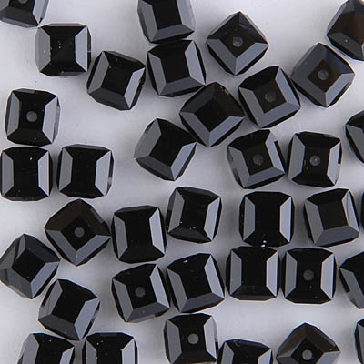 282-160-JET:  6mm Jet Swarovski Crystal Cube (12 pcs) 