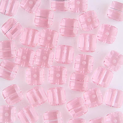 282-160-LROS:  6mm Lt Rose Swarovski Crystal Cube (12 pcs) 