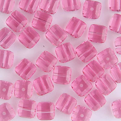 282-160-RO:  6mm Rose Swarovski Crystal Cube (12 pcs) 