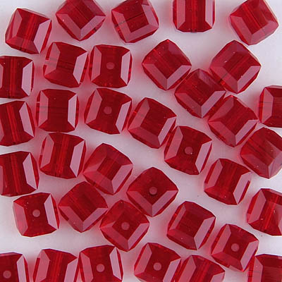 282-160-SI:  6mm Siam Swarovski Crystal Cube (12 pcs) 