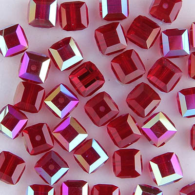 282-160-SIAB:  6mm Siam AB Swarovski Crystal Cube (12 pcs) 