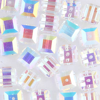 282-180-CAB:  8mm Crystal AB (CAB) Swarovski Crystal Cube (12 pcs) 