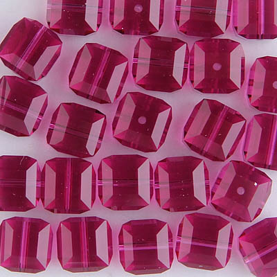 282-180-FUCH:  8mm Fuchsia Swarovski Crystal Cube (12 pcs) 