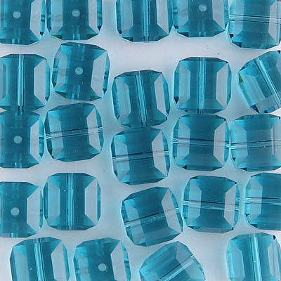 282-180-IND:  8mm Indicolite Swarovski Crystal Cube (12 pcs) 