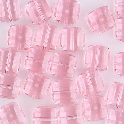 282-180-LROS:  8mm Lt Rose Swarovski Crystal Cube (12 pcs) 