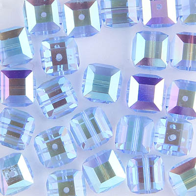 282-180-LSAB:  8mm Lt Sapphire AB Swarovski Crystal Cube (12 pcs) 