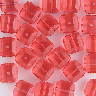 282-180-PA:  8mm Padparadscha Swarovski Crystal Cube (12 pcs) 