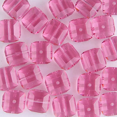 282-180-RO:  8mm Rose Swarovski Crystal Cube (12 pcs) 