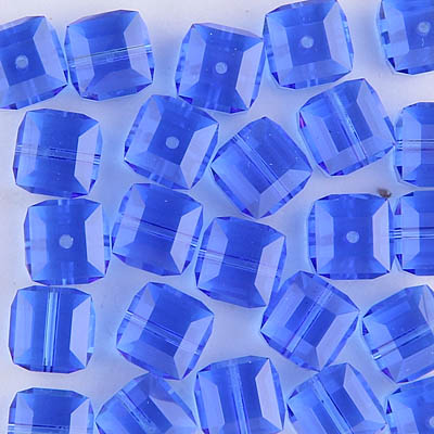 282-180-SA:  8mm Sapphire Swarovski Crystal Cube (12 pcs) 