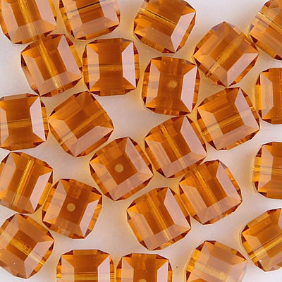 282-180-TO:  8mm Topaz Swarovski Crystal Cube (12 pcs) 