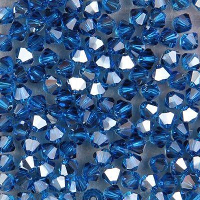 284-038:  5328 4mm bicone  Capri Blue Satin (36 pcs) - Discontinued 