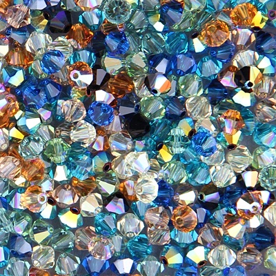 284-MIX-15:  5301 4mm bicone Crystal Galactic Blue Gold Mix (70 pcs) 