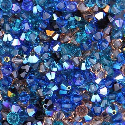 284-MIX-25:  5301 4mm bicone Crystal Peacock Garden Mix (70 pcs) 