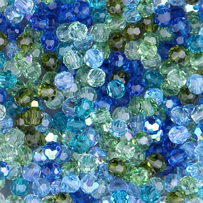 284-RMIX-06:  5000 4mm faceted round Crystal Electric Blue Lagoon Mix (72 pcs) 