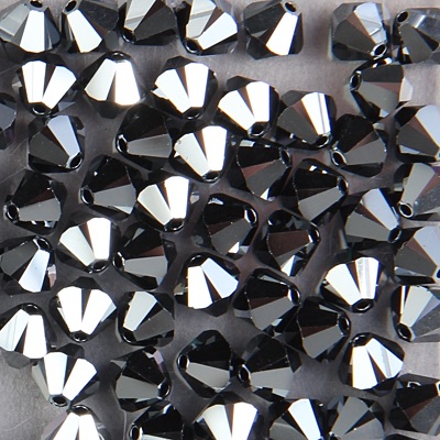 286-137:  5328 6mm bicone  Jet Hematite 2X (36 pcs) - Discontinued 