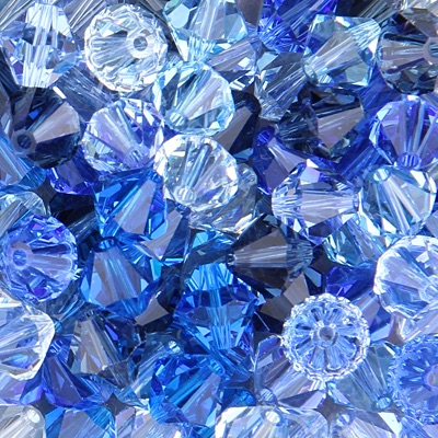 288-MIX-01:  5301 8mm bicone Crystal Blues Mix (72 pcs) 