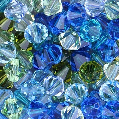 288-MIX-06:  5301 8mm bicone Crystal Electric Blue Lagoon Mix (72 pcs) 