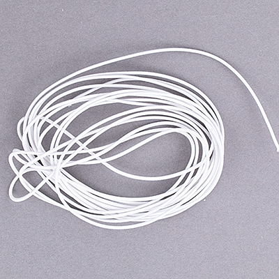 520-EL-W2: 2mm Fabric Covered White Elastic Cord 10ft  