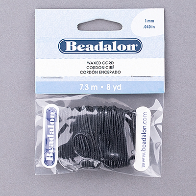 520-WX-B1: 1mm Black Wax Cord (8 yards) 