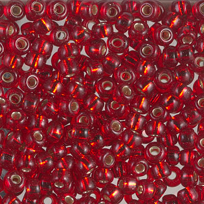 6-11:  6/0 Silverlined Ruby Miyuki Seed Bead 